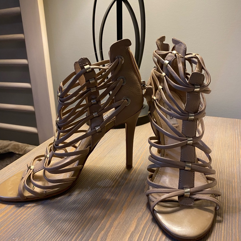 Strappy Tan High Heel Sandals